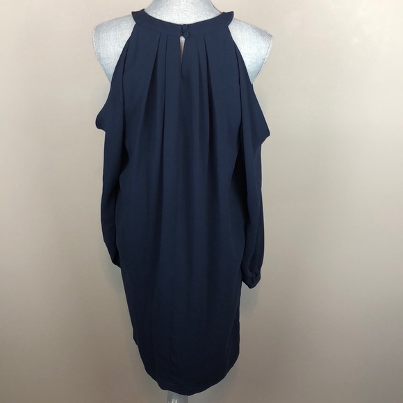 BCBGMaxazria Navy Cold Shoulder Dres Size Medium - Picture 6 of 8